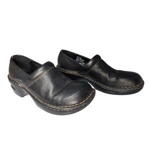 Sonoma Goods for Life Daria Black Leather Clogs Womens 9M Platform Wedge Slip On